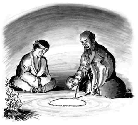 As night began to enfold the trees at the river s edge, no more travelers came to the river. The old man built a fire and offered Sun Li a bowl of rice.
