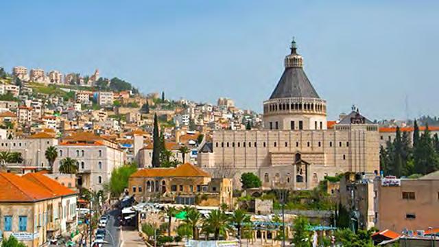 Nazareth - visit the home town of the Holy Family and stop at Mary s Well, then a short walk to the Church of the Annunciation (built over the location of the