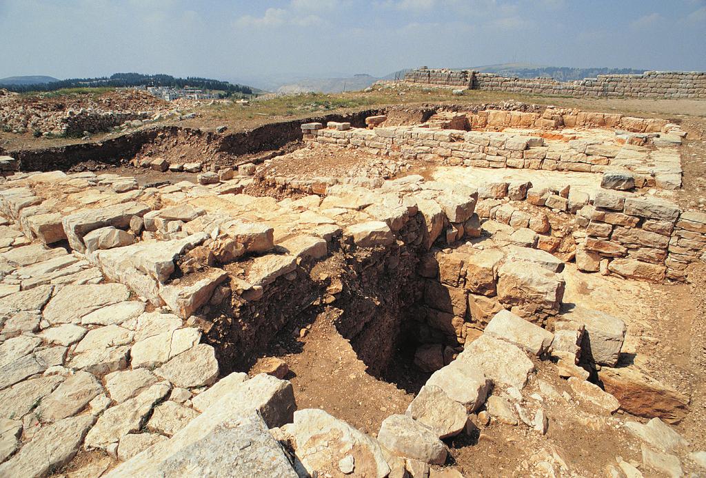 Right: A closeup of the ruins of the Samaritan temple on Mount Gerizim that John Hyrcanus the Hasmonean king destroyed in 128 B.C.