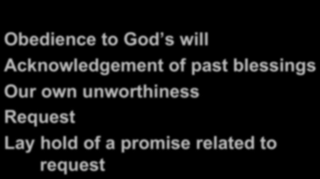 Jacob s Prayer Obedience to God s will Acknowledgement of past