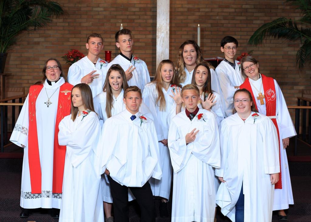 Confirmation 2017 Sunday, October 29, on the 500th anniversary of the Reformation the following 10th graders affirmed their baptisms: Back row: Ty Fischer, Jeremy Williams, Hannah Clemens,