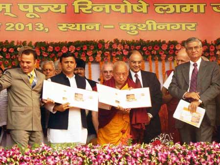 (Post), U.P. Chief Minister Akhilesh Yadav and Thubten Zöpa Rinpoche, Lama from