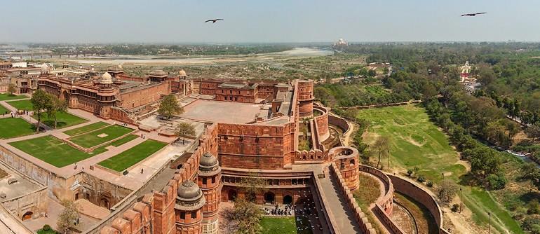 It was built in red sandstone. His other forts are at Lahore and Allahabad.