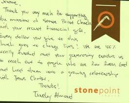 Stone Point Church sent a very nice