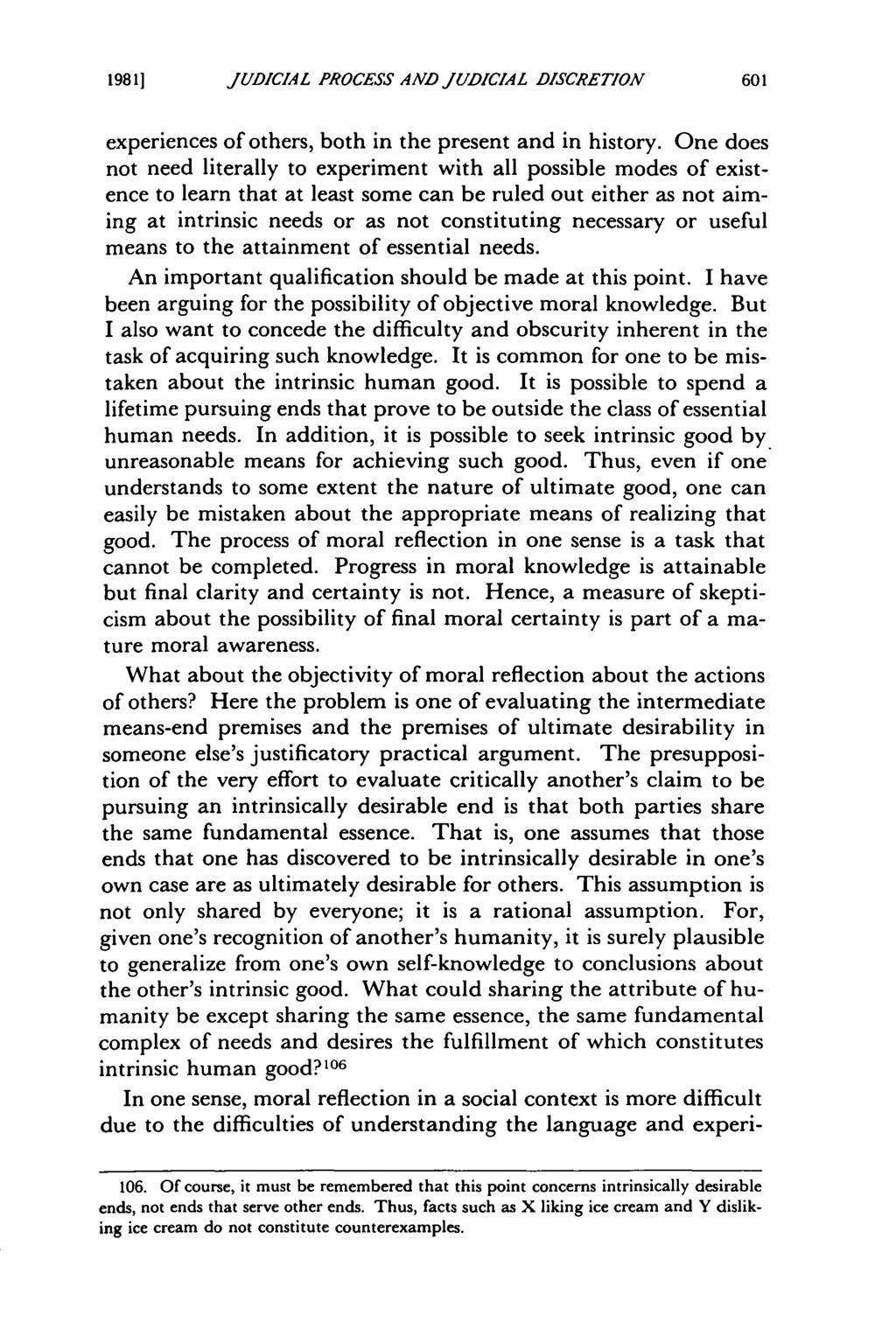 19811 Pannier: The Nature of the Judicial Process and Judicial Discretion JUDICIAL PROCESS AND JUDICIAL DISCRETION experiences of others, both in the present and in history.