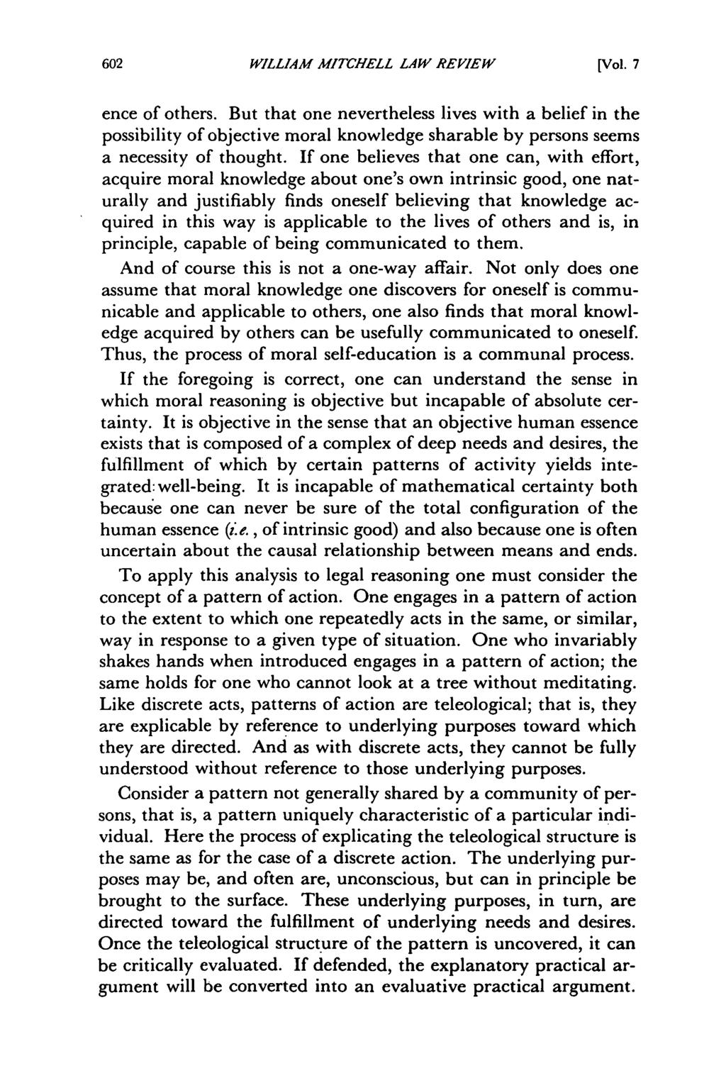 William Mitchell Law Review, Vol. 7, Iss. 3 [1981], Art. 1 WILLIAM MITCHELL LAW REVIEW [Vol. 7 ence of others.