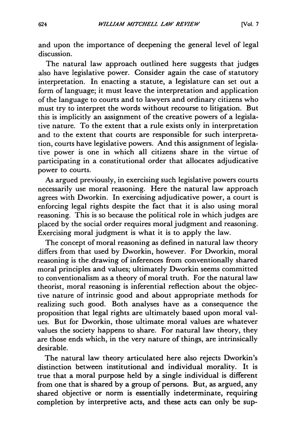 William Mitchell Law Review, Vol. 7, Iss. 3 [1981], Art. 1 WILLIAM MITCHELL LAW REVIEW [Vol. 7 and upon the importance of deepening the general level of legal discussion.