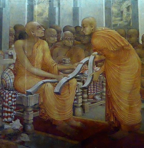 In 5 th century CE, a famous scholar, Buddhaghosa, outstandingly contributes to the literature of the Theravada tradition India / Sri Lanka relation: Historically, Sri Lanka endured many invasions