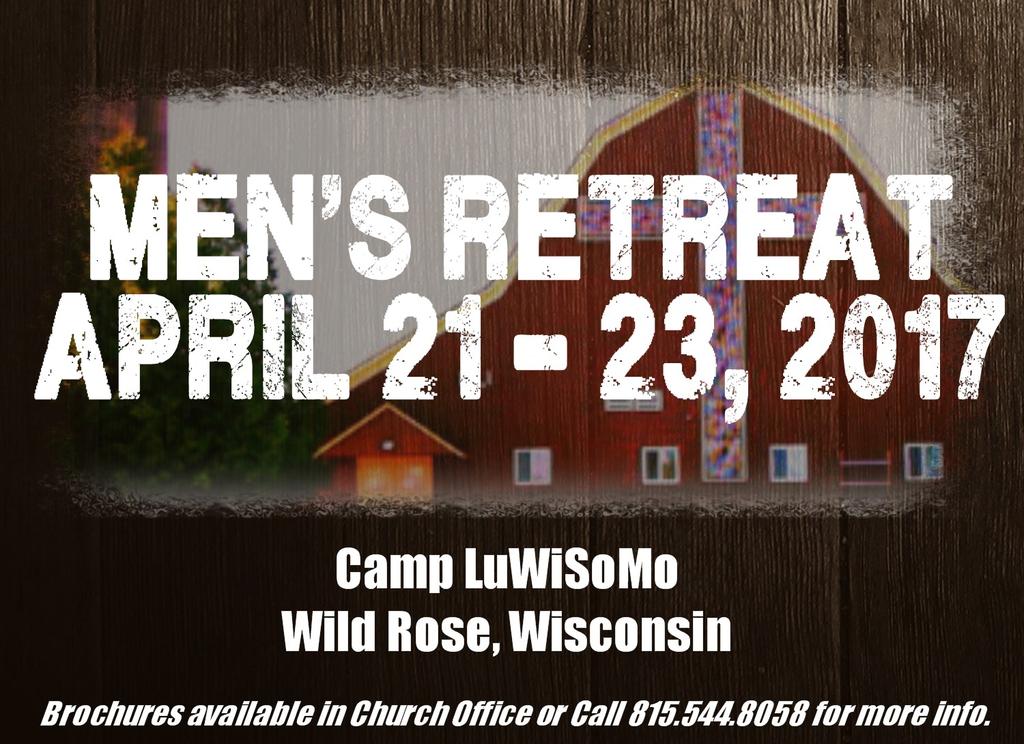6th Annual Immanuel Lutheran Men s Retreat Ages 11 years old and up $100/person ($50 for 18 and younger) Take part in trap shooting, archery, fishing, hiking, horseback riding plus Bible study,