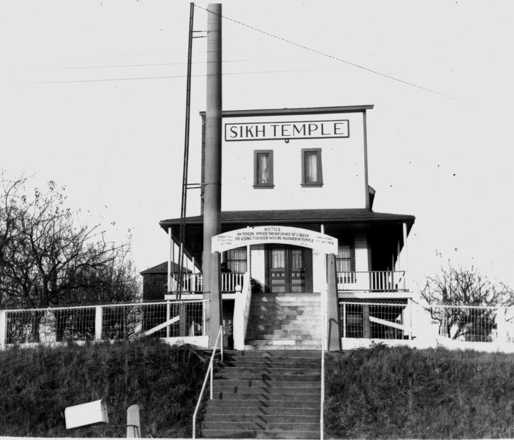 Although still a mainly bachelor society due to the restrictive immigrations laws, in 1908 the Abbotsford Sikh community began construction of a temple.