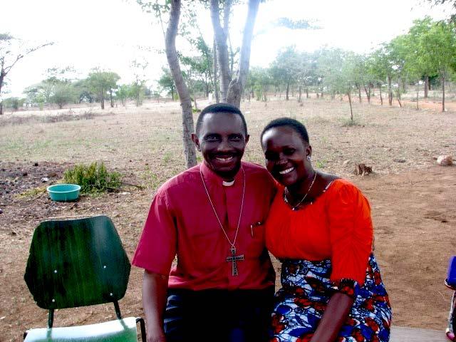 Bishop Emmanuel Makala and his wife on the grounds of the Training Center near Shinyanga,