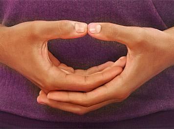 Hands The classic hand posture (mudra) for meditation is right hand cupped in left hand in the lap at the level of the navel chakra (place of the fire element).