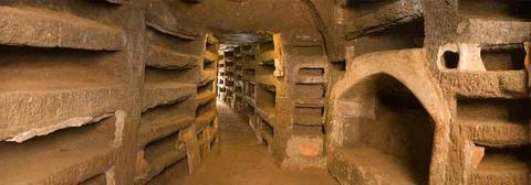 9. During the early years of the Church many saints were buried in the, catacombs which were visited by thousands of faithful Catholics.