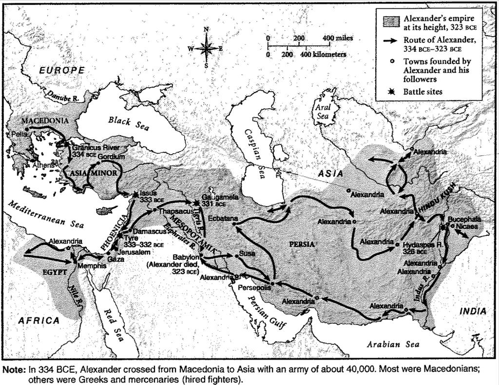 Document A Document Analysis 1. When Alexander and his army invaded Asia in 334 BCE, where did they first meet serious Persian resistance? 2.