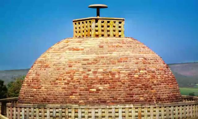 (Refer Slide Time: 17:21) At Sanchi you might come across the small strange looking Stupa without Thorana, but railing and of course, the Stupa is mounted by a small little balcony and a parasol