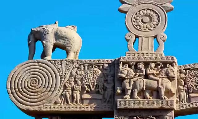 (Refer Slide Time: 19:28) Look at one part just one detail from a Sanchi Thorana gate way, in this small little detail you can see so many things happening, you can see somebody on the lion back, you