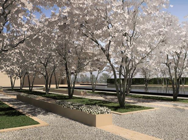 The Park will incorporate the Islamic chaar bhag or formal garden with reflecting pools, walkways, and components suited to the climate of Toronto, so that the garden captures the stark beauty of the