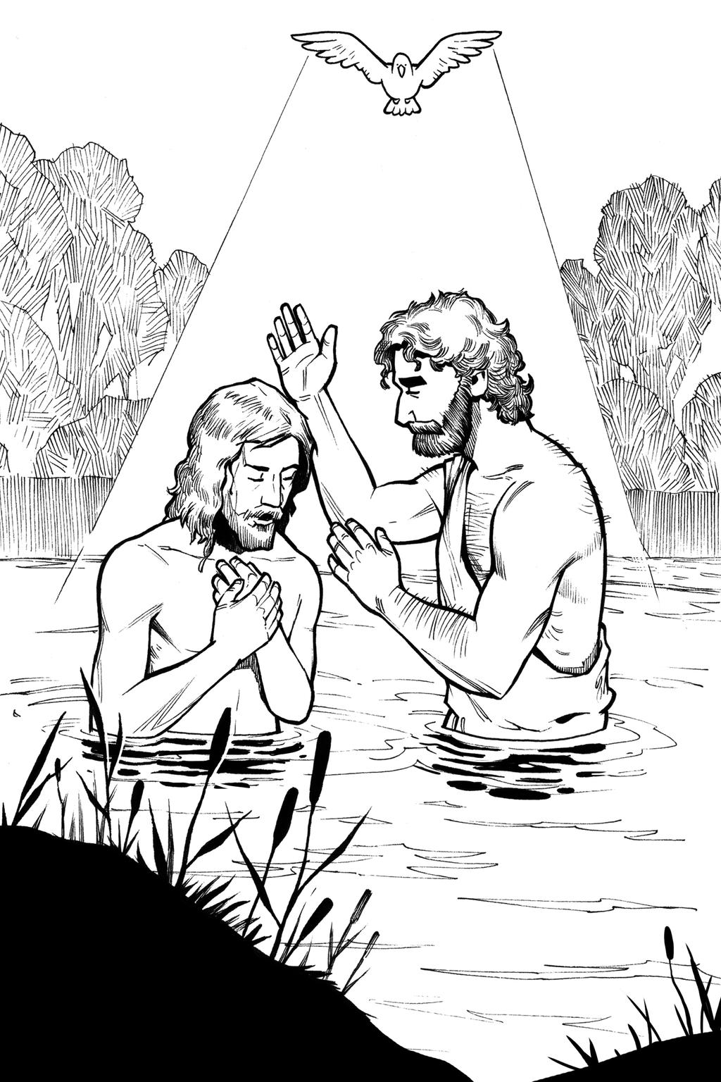 Let s Color! Name: [Coloring page to come] Include a simple line drawing of Jesus being baptized, with a dove coming down from heaven.