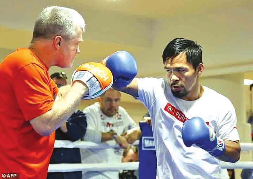 16 SPORT 17 APRIL 2018 Pacquiao: No decision on trainer after reports Roach ditched MANILA Manny Pacquiao said Monday he had not yet chosen a trainer for his July world title fight with Lucas