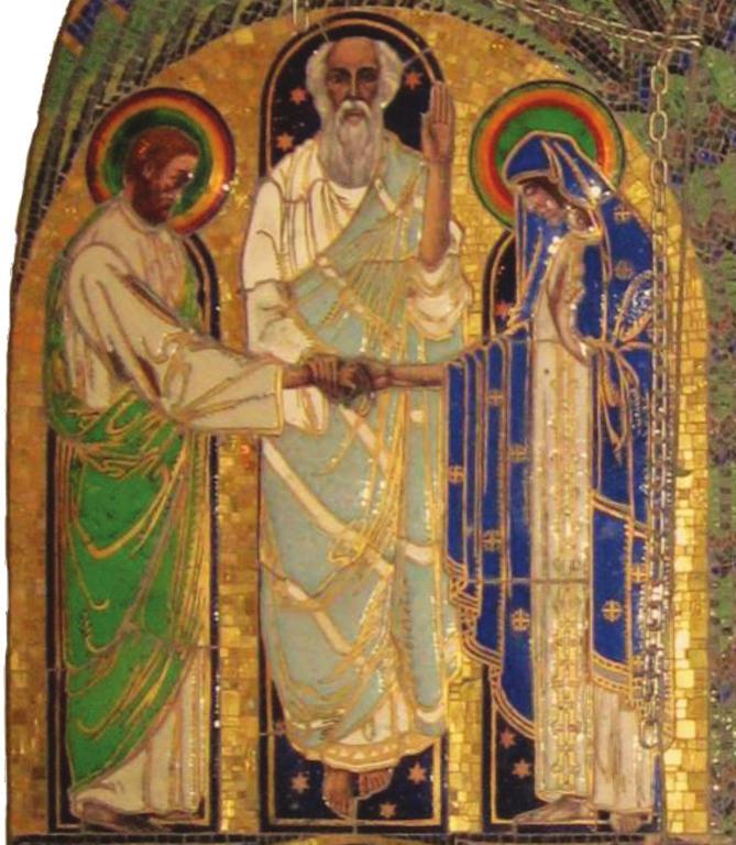 The 21 st Century Shrine Mosaic illustration of the espousal of Joseph and Mary. St. Joseph had to learn to discern God s will in a dramatic fashion.