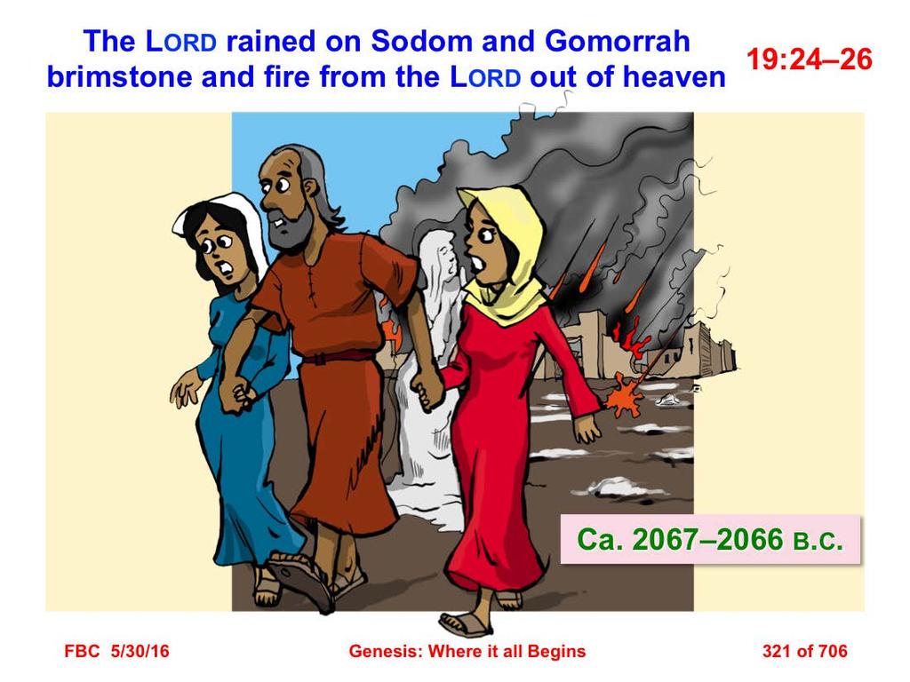 24 Then the LORD rained on Sodom and Gomorrah brimstone and fire from the LORD out of heaven, 25 and He overthrew those cities, and all the valley, and all the inhabitants of the cities, and what
