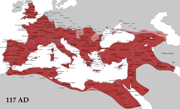 Source: File:Roman Empire Trajan 117AD.png - https://en.wikipedia.org The people served the dragon which is Rome.