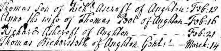 Richard Ashcroft s daughter Martha Ashcroft married James Heyes of Bickerstaffe by licence at Ormskirk on 9 April 1725: 57 their son John Heys was born in 1728.