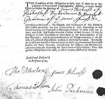 James Ashcroft and Margaret Jarman Richard and Elizabeth Ashcroft s younger son James entered into his father s cottage in Aughton in February 1723/4 and inherited his father s principal lands in