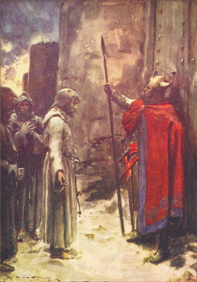 Henry IV, barefoot and wearing only a hair shirt, begging at the gates for forgiveness from Pope Gregory VII.
