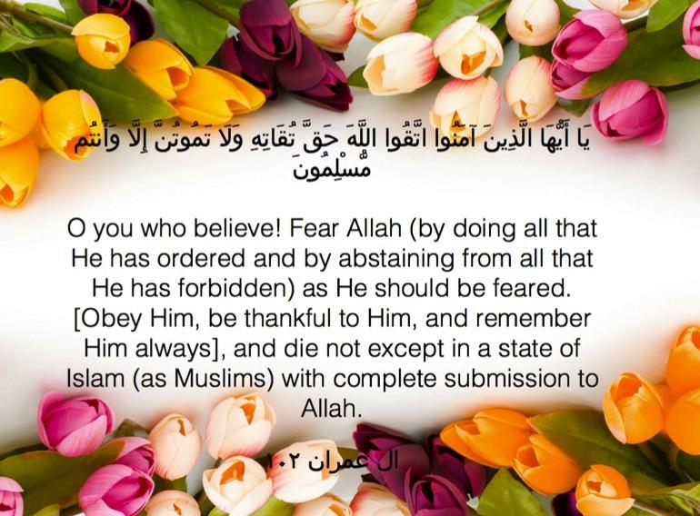 Surah Aal e Imran Ayah 102 Allah is addressing the believer here. In this Ayah is a command for those who belief in Allah. So if we want to be a believer we need to listen attentively.