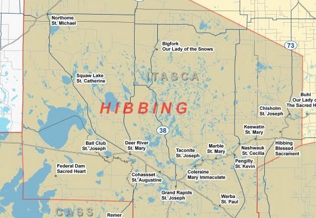 Hibbing Deanery Plan Map 5 1 4 6 2 3 Hill City St. John Cluster 1 St. Mary/Deer River (Sacred Heart/Federal Dam, and St. Ann/ Bena merged into) merged with St. Joseph/Ball Club clusters with St.