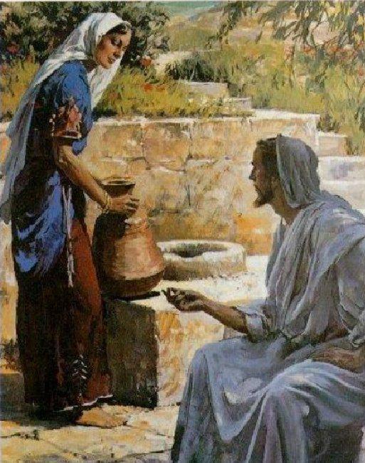 Jesus: Life-Giving Water Jesus teaches of living water as he speaks with the Samaritan woman whoever drinks the water I shall give will never thirst; the water I shall give will become in him a