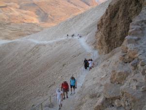 Sunrise on Masada The way up to the mountaintop After breakfast we went bathing in the Dead Sea.