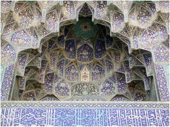 Figure 11: Inscription on tile, Imam Mosque, Isfahan Another feature of inscriptions in Islamic architecture is the meanings and concepts that echo social, religious and cultural circumstances of
