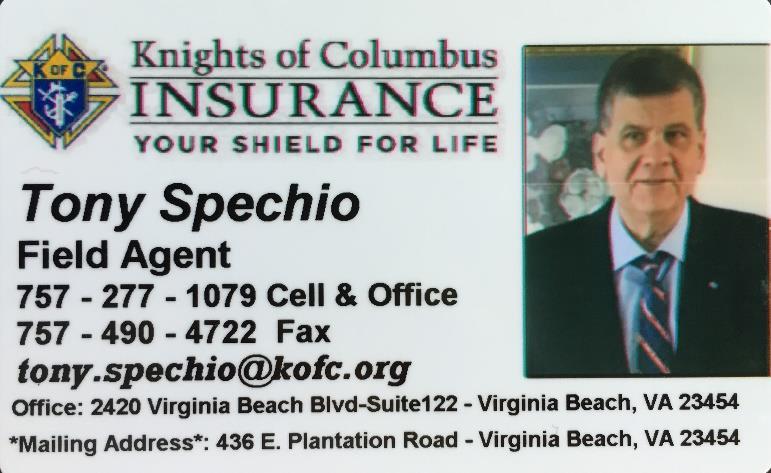 The Knights of Columbus only provide these business card as a