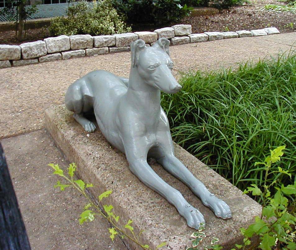 One of two metal dogs inherited from the original 903 West Street residence.
