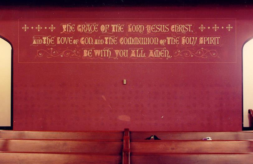 The 1949 renovation included a blessing inscription in gold leaf on