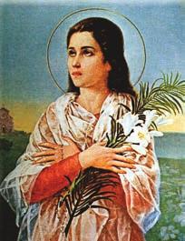 St. Maria Goretti Maria Goretti was born and lived in Italy. Her parents were so poor that they had to live in a house with another family and work on other people s farms.