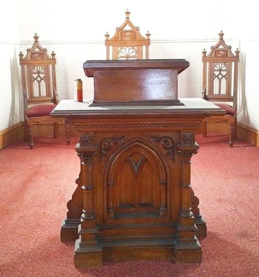 has in it some beautiful chancel area furniture that the