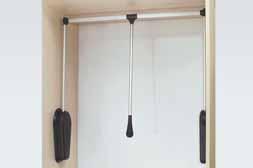 a pull-out wardrobe lift with stopper, aluminum and black for cabinet widths: Nº 93805510 ı capacity: 6kg (13.