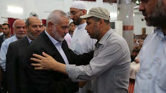 5 Hamas leadership attends Yasser Abu al-naja s funeral Hamas s leadership in the Gaza Strip, headed by Ismail Haniya, Yahya Sinwar and Khalil al-hayya, attended the funeral of Yasser Abu al-naja.