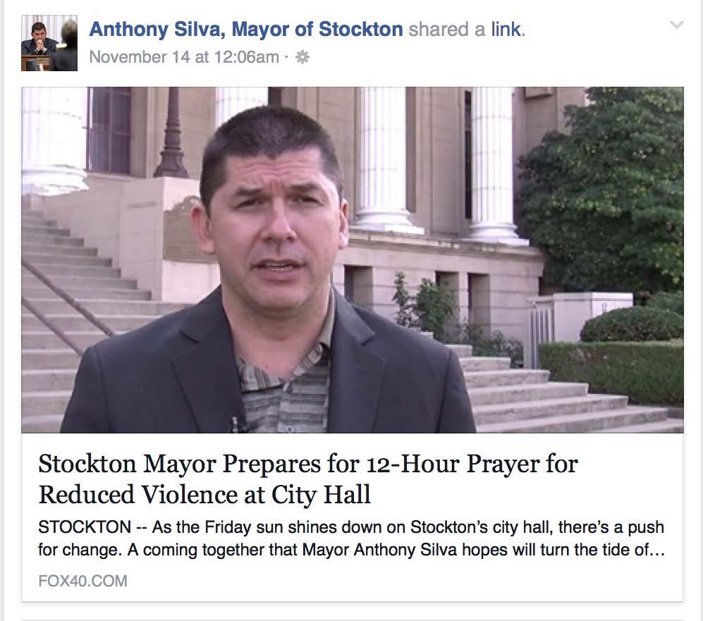 In a comment on one post, following complaints from local citizens that he was violating the First Amendment, the Mayor wrote in part: The entire community has been invited to pray.