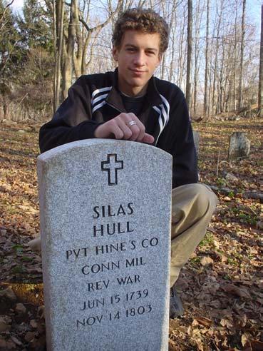 Brock Jones, who, as a junior member, researched and obtained a granite marker for Revolutionary War veteran Silas Hull.