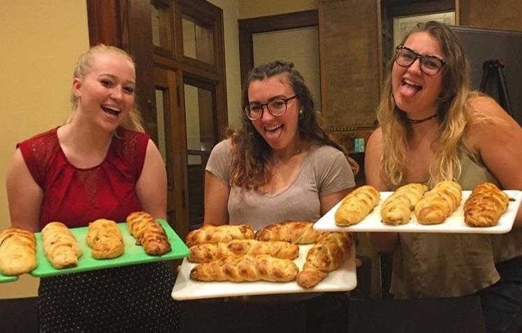 Picture from left to right: Rachael Franchini '19, president; Rachel Brenowitz '19, social media chair; Stephanie Czmar '19, treasurer and secretary Challah for Hunger (CfH) is a national Jewish