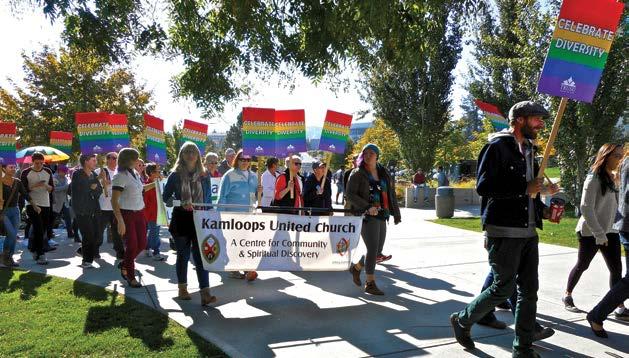 Photo: Patric McColl Kamloops United Church, an Affirming ministry, joins Thompson Rivers University s 2016 Pride march.