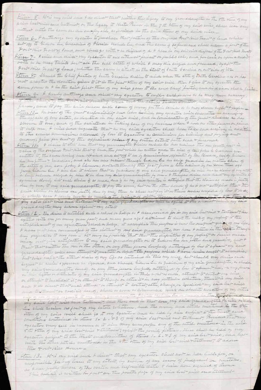 I authorize my executor to purchase that portion of the original Fort Hill tract of land which set off to Gideon Lee, guardian of Floride Isabella Lee, and the same if so purchased shall become part