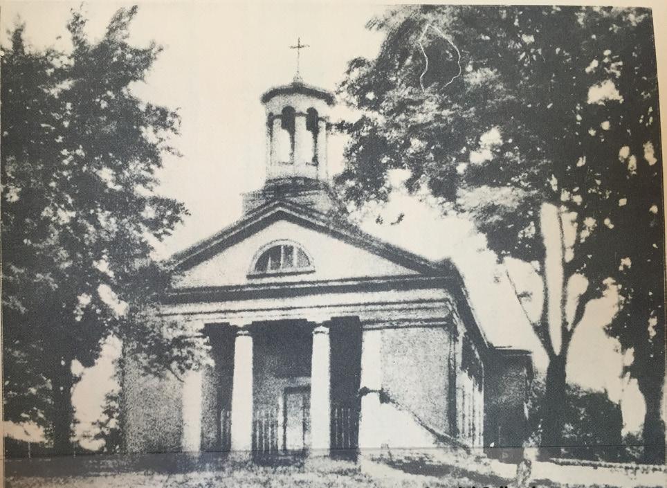 Christ Episcopal Church Christ Episcopal Church, presently faacing West High Street, records its first service in 1821. The first church was located on the same lot, but faced East Jefferson Street.
