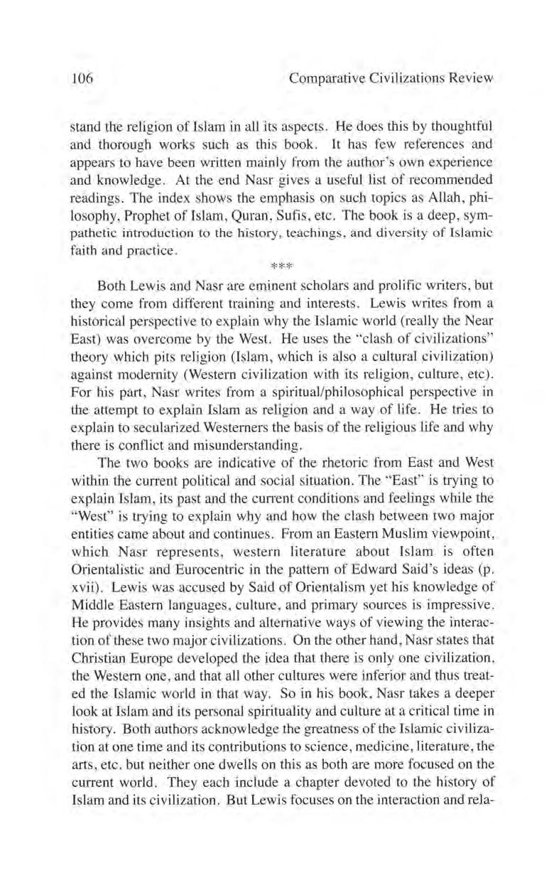 Lamb: Lewis, Bernard. <em>what Went Wrong: The Clash between Islam and 106 Comparative Civilizations Review stand the religion of Islam in all its aspects.