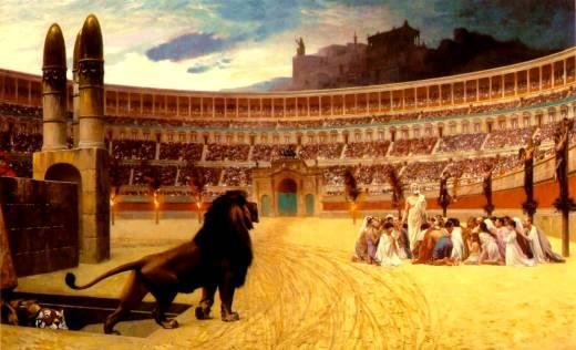 Roman government persecuted the Christians because Christians refused to worship the emperor as a god. In 64 AD, Emperor Nero set the city of Rome on fire and blamed the Christians.