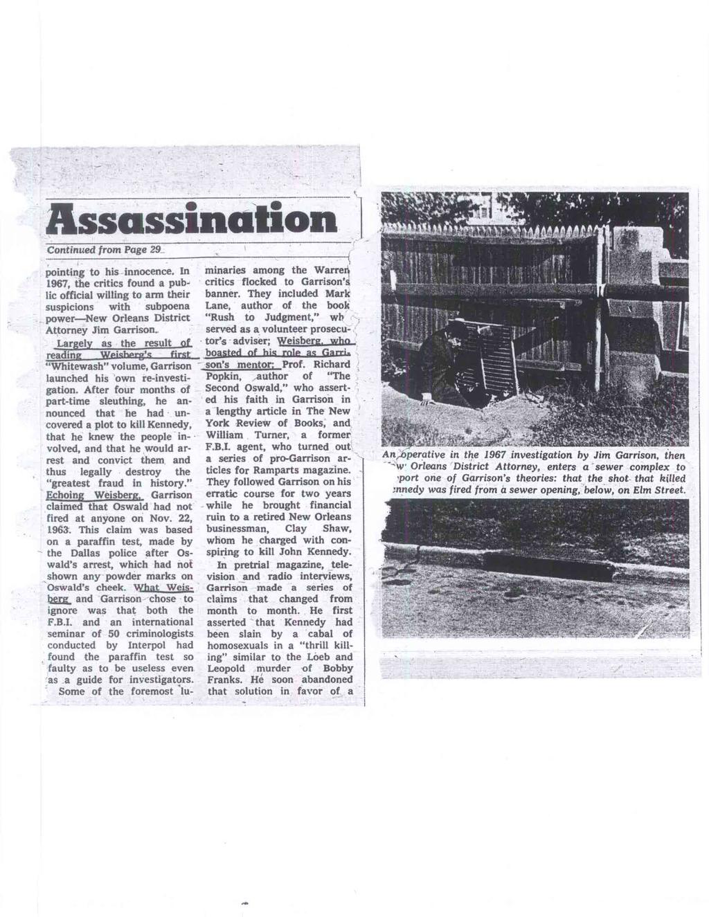Assassination Continued from Page 29 pointing to his innocence.